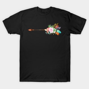 Succulents, Flowers and Feathers Arrow T-Shirt